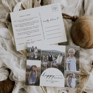 Moderne News zu Boho Arch Multi-Foto Feiertagspostkarte