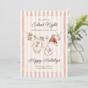 Moderne nicht so stille Nacht Wäscheleine Baby Feiertagskarte