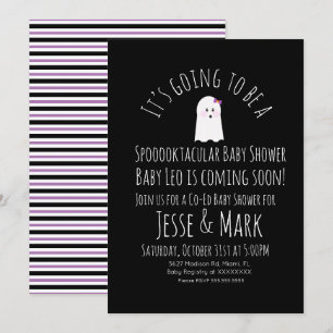 Moderne Niedlich Ghost Ghoul Babydusche Streifen Einladung