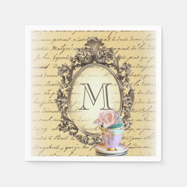 moderne niedlich romantische mädchenhafte Vintage  Serviette (Vorderseite)