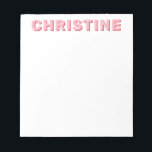 Moderne Niedlich-Rosa-Kirsche Rote Kinder Lehrerin Notizblock<br><div class="desc">Moderne klassische Niedlich Blush Pink und Kirsche Rote Typografie Retro Kinder Lehrer Notepad</div>