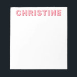 Moderne Niedlich-Rosa-Kirsche Rote Kinder Lehrerin Notizblock<br><div class="desc">Moderne klassische Niedlich Blush Pink und Kirsche Rote Typografie Retro Kinder Lehrer Notepad</div>