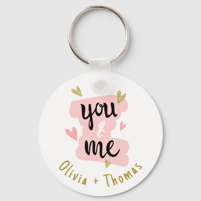 Moderne niedlich Sie und ich Valentinstag Liebhabe Schlüsselanhänger (Vorderseite)