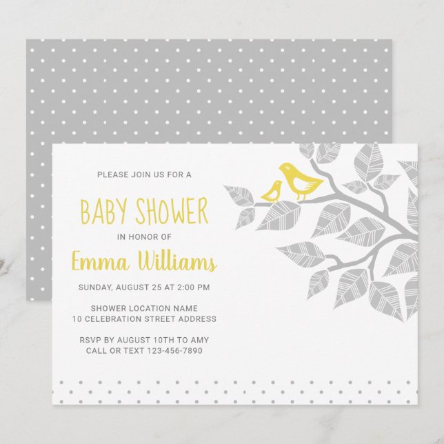 Moderne Niedliche Bird Baby Dusche Einladungen (Vorne/Hinten)