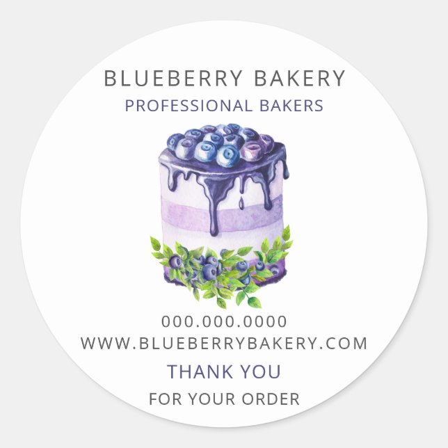 Moderne Niedliche Blueberry Konditorei Box Siegel Runder Aufkleber (Vorderseite)