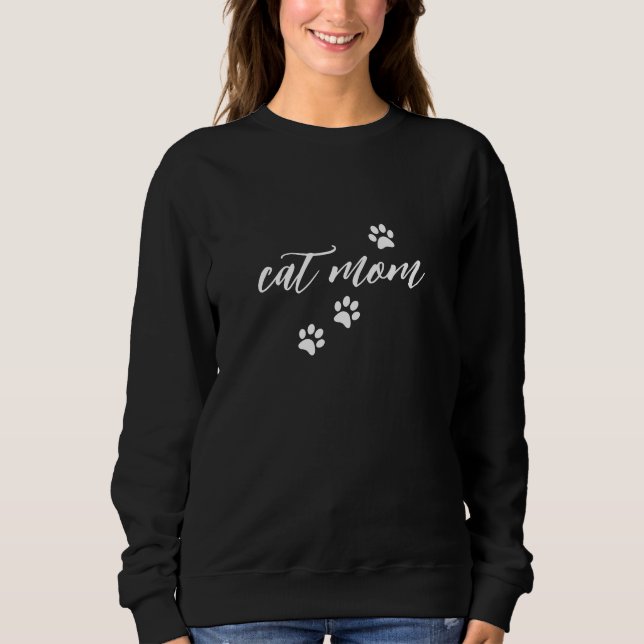 Moderne Niedliche Cat Mama Paw Print Cat Lover Ges Sweatshirt (Vorderseite)