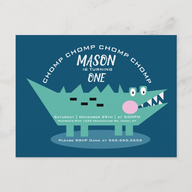 Moderne Niedliche Chompson Alligator Safari Geburt Postkarte (Vorderseite)