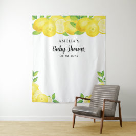 Moderne Niedliche Citrus Lemon Babydusche Hintergr Wandteppich