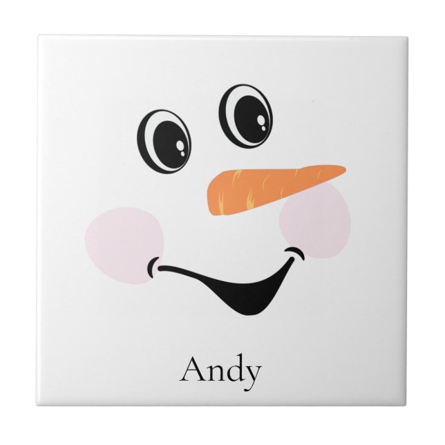 Moderne Niedliche Custom Lächeln Snowman Gesicht U Fliese (Vorderseite)