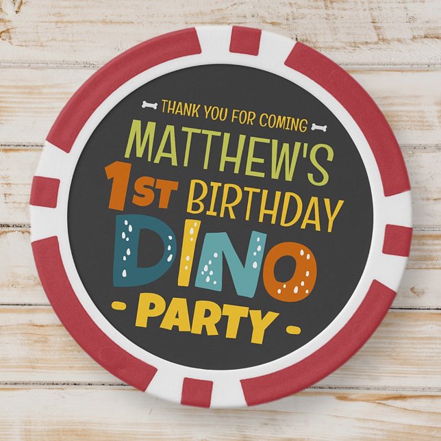 Moderne Niedliche Dino Dinosaur Kid's Geburtstag V Pokerchips (Von Creator hochgeladen)