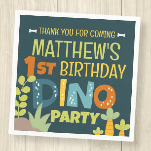 Moderne Niedliche Dino Dinosaur Kid's Geburtstag V Serviette