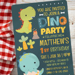 Moderne Niedliche Dinosaurier Dino Kids Geburtstag Einladung<br><div class="desc">Besteht aus lustigen Sans Serif handgeschriebene Typografie; Niedliche T-REX Dinosaurier im Hintergrund. Entworfen von Select Party Supplies,  exklusiv für Zazzle. Abrufbar unter: http://www.zazzle.com/store/selectpartysupplies</div>