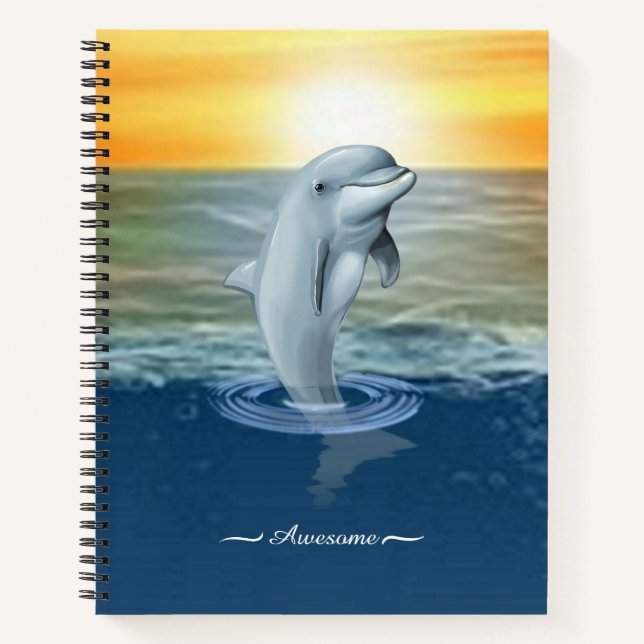 Moderne Niedliche Dolphin und Drehbuch zum Ozean Notizbuch (Vorderseite)