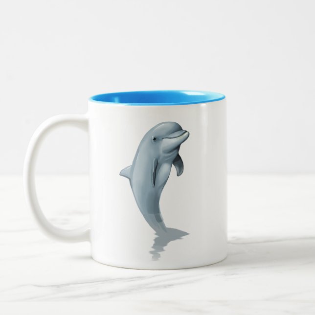 Moderne Niedliche Dolphin und Türkis Erste Tasse (Links)