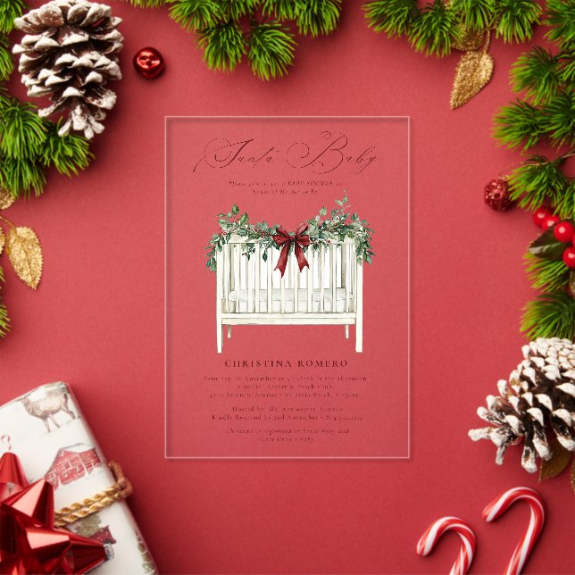 Moderne Niedliche Elegant Santa Baby Babydusche Acryleinladungen (Insitu (Feiertag))