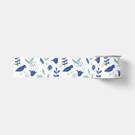 Moderne niedliche Federtulpe & Vogelblau und Minze Ripsband