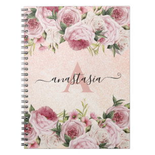 Moderne niedliche Girl Pink Glitzer Rose Gold Blum Notizblock
