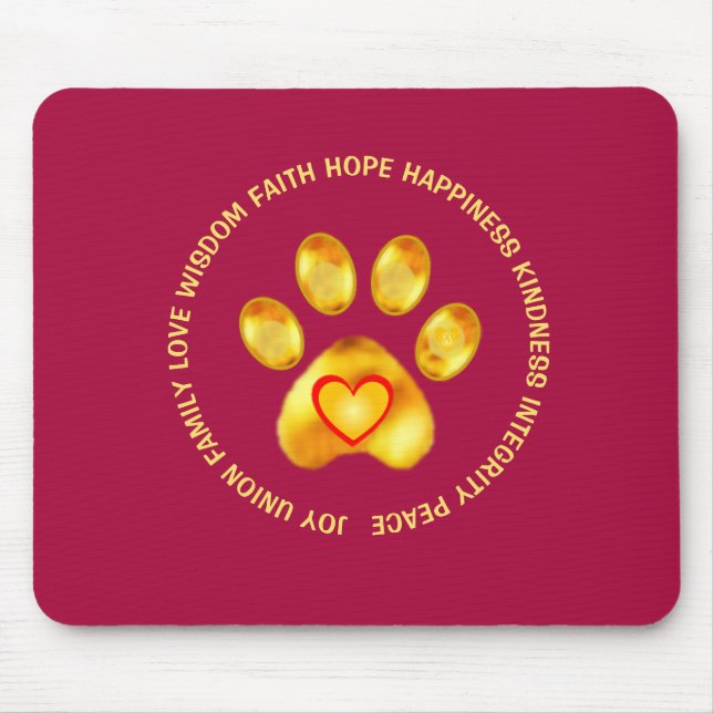 Moderne Niedliche Goldene Paw Mousepad (Vorne)