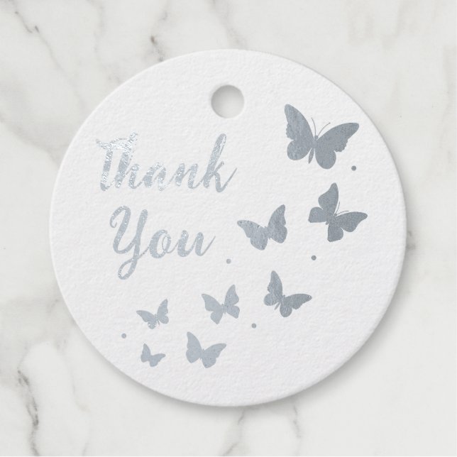 Moderne Niedliche Goldfoil Butterfly Danke Geschenkanhänger (Vorderseite)