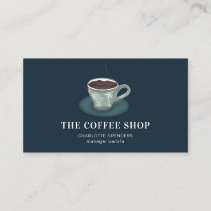 Moderne niedliche grüne Kaffeebau - blaue Illustr Visitenkarte