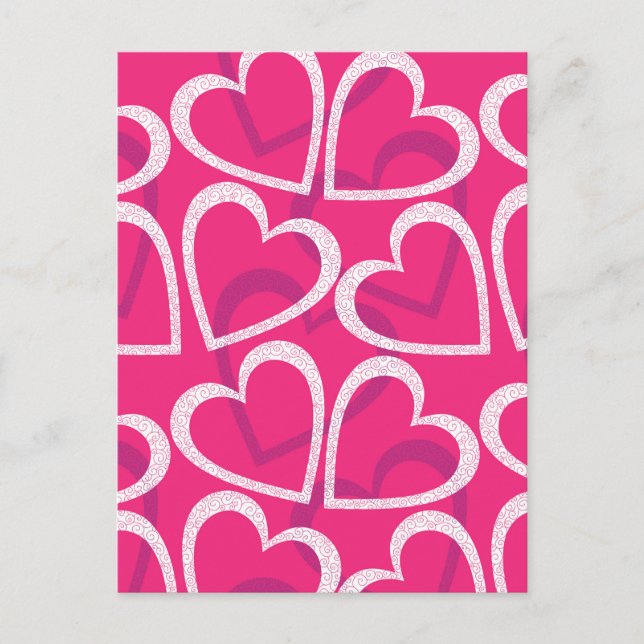 Moderne Niedliche Herzmuster Liebe Rosa Postkarte (Vorderseite)