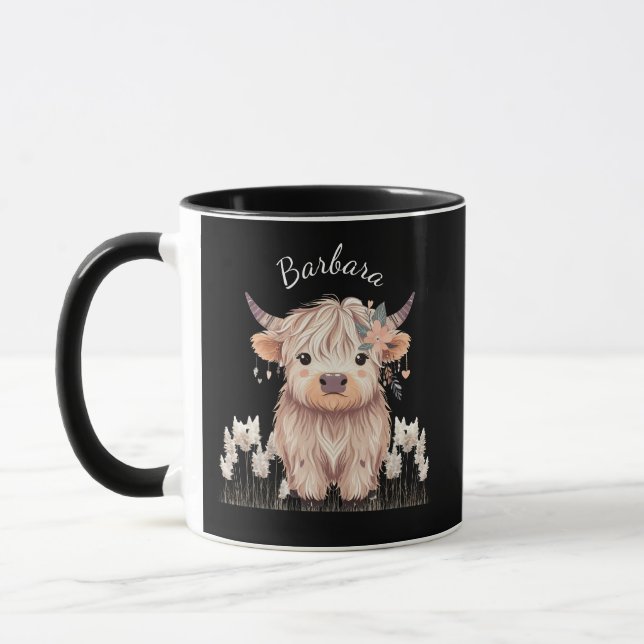 Moderne Niedliche Hochlandkuh Tasse (Links)