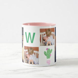 Moderne Niedliche Kaktus und 4 Fotos der Familie Tasse