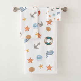 Moderne niedliche Kids marinieren Meeresstar Fisch Badhandtuch Set