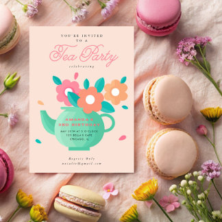Moderne Niedliche Kinder Blumenkohl Tee Party Gebu Einladung