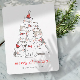 Moderne Niedliche Kitten Katzen Weihnachtsbaum Feiertagskarte