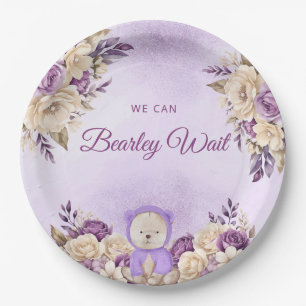 Moderne Niedliche Lila Boho Teddy Bear Baby Dusche Pappteller