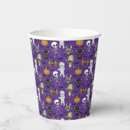Moderne Niedliche Lila Halloween Cartoon Pattern K Pappbecher