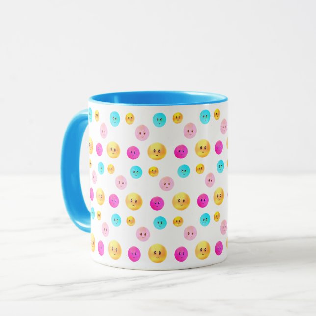 Moderne Niedliche, mehrfarbige Happy Faces Tasse (Vorderseite Links)