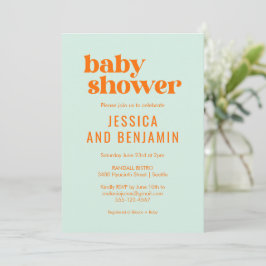 Moderne Niedliche Minze Grüne Orangen Babydusche Einladung