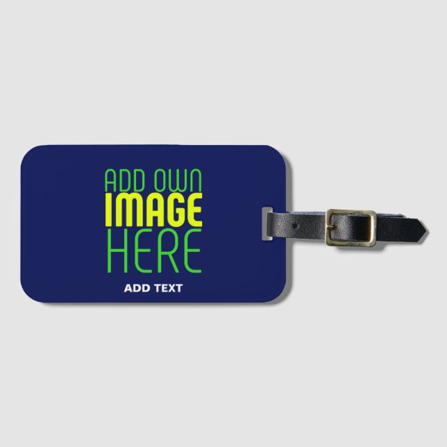 MODERNE, NIEDLICHE NAVEN-BLUE-BILD-TEMPLATE GEPÄCKANHÄNGER (Vorderseite (Horizontal))