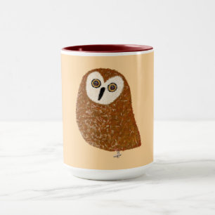 Moderne niedliche nördliche Sägekuzuzohr-Eule Tasse