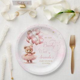 Moderne Niedliche Pink Boho Teddy Bear Girl Babydu Pappteller