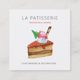 Moderne Niedliche Pink Cheesecake Bäckerei Kondito Quadratische Visitenkarte