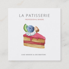 Moderne Niedliche Pink Cheesecake Bäckerei Kondito Quadratische Visitenkarte