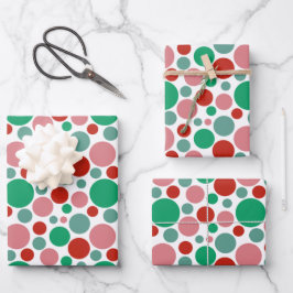 Moderne Niedliche Polka Dot Rosa Grün Geschenkpapier Set