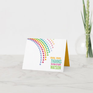 Moderne Niedliche Rainbow Herzsprinklen Danke Kart