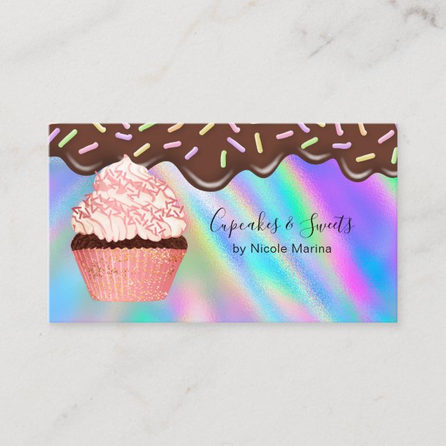 Moderne Niedliche Schokolade Cupcake Süßigkeiten B Visitenkarte (Vorderseite)