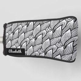 Moderne Niedliche Schwarz-Weiß-Hippie Daisy Golf Headcover