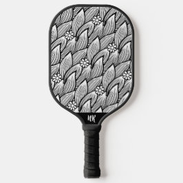 Moderne Niedliche Schwarz-Weiß-Hippie Daisy Pickleball Schläger