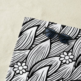 Moderne Niedliche Schwarz-Weiß-Hippie Daisy Strandtuch