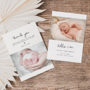 Moderne Niedliche Script Baby Birth Ankündigung