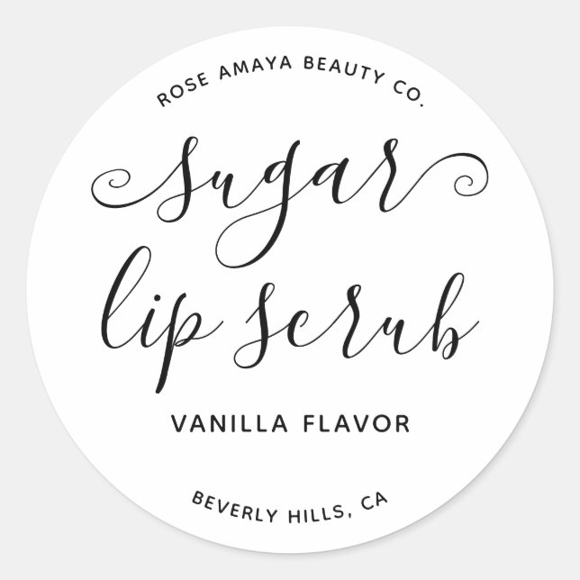 Moderne Niedliche Skriptkalligrafie Sugar Lip Scru Runder Aufkleber (Vorderseite)