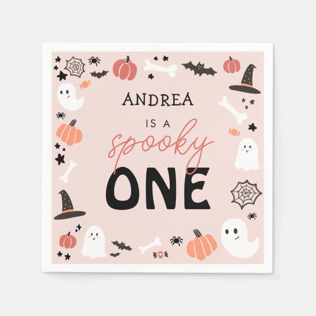 Moderne Niedliche Spookie ein Halloween erster Geb Serviette (Vorderseite)