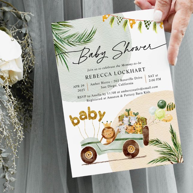 Moderne Niedliche Tiere Babydusche Einladung (Von Creator hochgeladen)