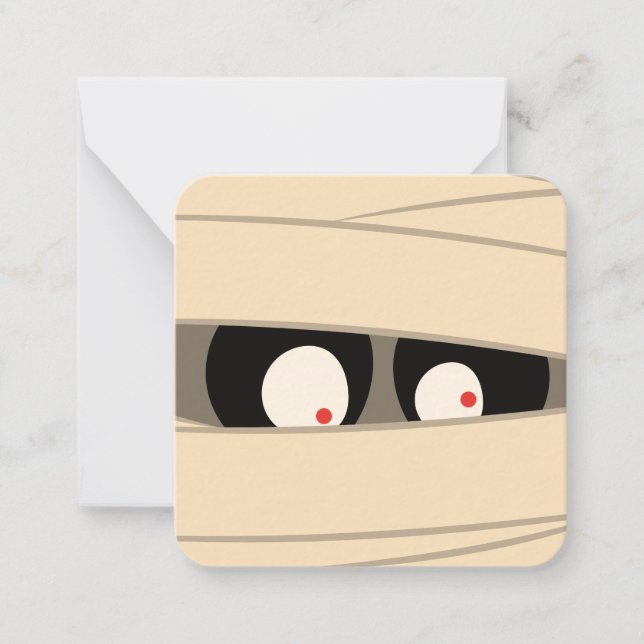 Moderne Niedliche Typografie Mummy Monster Hallowe Mitteilungskarte (Vorderseite)
